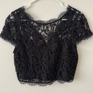 Adrianna Papell Illusion Lace Crop Top in Black; US Size 12